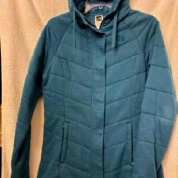 The North Face quilted dark teal hooded coat Size L - Picture 1 of 8
